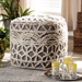 Baxton Studio Avery Moroccan Inspired Beige and Brown Handwoven Cotton Pouf Ottoman - Avery-Natural/Ivory-Pouf