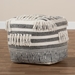 Baxton Studio Kirby Moroccan Inspired Grey and Ivory Handwoven Cotton Pouf Ottoman - Kirby-Ivory/Grey-Pouf