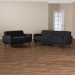 Baxton Studio Allister Mid-Century Modern Dark Grey Fabric Upholstered 2-Piece Living Room Set - J1453-Dark Grey-2PC Set
