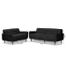 Baxton Studio Allister Mid-Century Modern Dark Grey Fabric Upholstered 2-Piece Living Room Set - J1453-Dark Grey-2PC Set