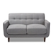 Baxton Studio Allister Mid-Century Modern Light Grey Fabric Upholstered Loveseat - J1453-Light Grey-LS