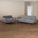 Baxton Studio Allister Mid-Century Modern Light Grey Fabric Upholstered 2-Piece Living Room Set - J1453-Light Grey-2PC Set