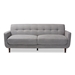 Baxton Studio Allister Mid-Century Modern Light Grey Fabric Upholstered Sofa - J1453-Light Grey-SF