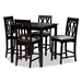 Baxton Studio Darcie Modern and Contemporary Grey Fabric Upholstered Espresso Brown Finished 5-Piece Wood Pub Set