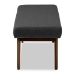 Baxton Studio Rika Mid-Century Modern Dark Grey Fabric Upholstered Walnut Brown Finished Boomerang Bench - BBT5367-Dark Grey/Walnut-Bench