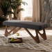 Baxton Studio Rika Mid-Century Modern Dark Grey Fabric Upholstered Walnut Brown Finished Boomerang Bench - BBT5367-Dark Grey/Walnut-Bench