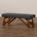 Baxton Studio Rika Mid-Century Modern Dark Grey Fabric Upholstered Walnut Brown Finished Boomerang Bench - BBT5367-Dark Grey/Walnut-Bench