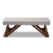 Baxton Studio Rika Mid-Century Modern Greyish Beige Fabric Upholstered Walnut Brown Finished Boomerang Bench - BBT5367-Greyish Beige/Walnut-Bench
