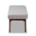 Baxton Studio Rika Mid-Century Modern Greyish Beige Fabric Upholstered Walnut Brown Finished Boomerang Bench - BBT5367-Greyish Beige/Walnut-Bench