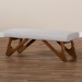 Baxton Studio Rika Mid-Century Modern Greyish Beige Fabric Upholstered Walnut Brown Finished Boomerang Bench - BBT5367-Greyish Beige/Walnut-Bench