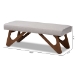 Baxton Studio Rika Mid-Century Modern Greyish Beige Fabric Upholstered Walnut Brown Finished Boomerang Bench - BBT5367-Greyish Beige/Walnut-Bench