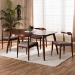 Baxton Studio Amato Mid-Century Modern Light Gray Fabric Upholstered Walnut Finished Wood 5-Piece Dining Set - Aeron-Light Grey/Walnut-5PC Dining Set