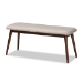 Baxton Studio Amato Mid-Century Modern Light Gray Fabric Upholstered Walnut Finished Wood 6-Piece Dining Set - Aeron-Light Grey/Walnut-6PC Dining Set
