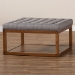 Baxton Studio Alvere Modern and Contemporary Grey Fabric Upholstered Walnut Finished Cocktail Ottoman - BBT5365-Grey/Walnut-Otto