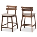 Baxton Studio Larine Modern and Contemporary Light Grey Fabric Upholstered Walnut Finished 2-Piece Wood Counter Stool Set