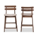 Baxton Studio Larine Modern and Contemporary Light Grey Fabric Upholstered Walnut Finished 2-Piece Wood Counter Stool Set - Boba-Light Grey/Walnut-Counter Stool