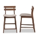 Baxton Studio Larine Modern and Contemporary Light Grey Fabric Upholstered Walnut Finished 2-Piece Wood Counter Stool Set - Boba-Light Grey/Walnut-Counter Stool