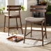 Baxton Studio Larine Modern and Contemporary Light Grey Fabric Upholstered Walnut Finished 2-Piece Wood Counter Stool Set - Boba-Light Grey/Walnut-Counter Stool