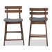Baxton Studio Larine Modern and Contemporary Dark Grey Fabric Upholstered Walnut Finished 2-Piece Wood Counter Stool Set - Boba-Dark Grey/Walnut-Counter Stool