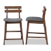 Baxton Studio Larine Modern and Contemporary Dark Grey Fabric Upholstered Walnut Finished 2-Piece Wood Counter Stool Set - Boba-Dark Grey/Walnut-Counter Stool