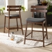 Baxton Studio Larine Modern and Contemporary Dark Grey Fabric Upholstered Walnut Finished 2-Piece Wood Counter Stool Set - Boba-Dark Grey/Walnut-Counter Stool