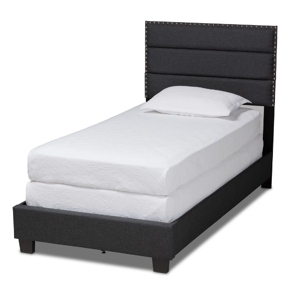 Baxton Studio Ansa Modern and Contemporary Dark Grey Fabric Upholstered Twin Size Bed