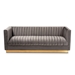 Baxton Studio Aveline Glam and Luxe Grey Velvet Fabric Upholstered Brushed Gold Finished Sofa - TSF-BAX66113-Grey/Gold-SF