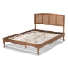 Baxton Studio Marieke Vintage French Inspired Ash Wanut Finished Wood and Synthetic Rattan King Size Platform Bed - MG97132-Ash Walnut Rattan-King