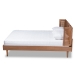 Baxton Studio Rina Mid-Century Modern Ash Wanut Finished Wood and Synthetic Rattan Full Size Platform Bed with Wrap-Around Headboard - MG97151-Ash Walnut Rattan-Full