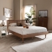 Baxton Studio Rina Mid-Century Modern Ash Wanut Finished Wood and Synthetic Rattan Full Size Platform Bed with Wrap-Around Headboard - MG97151-Ash Walnut Rattan-Full