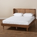 Baxton Studio Rina Mid-Century Modern Ash Wanut Finished Wood and Synthetic Rattan Full Size Platform Bed with Wrap-Around Headboard - MG97151-Ash Walnut Rattan-Full