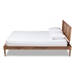 Baxton Studio Romy Vintage French Inspired Ash Wanut Finished Wood and Synthetic Rattan Full Size Platform Bed - MG0005-Ash Walnut Rattan-Full