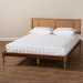 Baxton Studio Romy Vintage French Inspired Ash Wanut Finished Wood and Synthetic Rattan Full Size Platform Bed - MG0005-Ash Walnut Rattan-Full