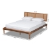 Baxton Studio Romy Vintage French Inspired Ash Wanut Finished Wood and Synthetic Rattan Full Size Platform Bed - MG0005-Ash Walnut Rattan-Full