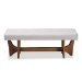 Baxton Studio Theo Mid-Century Modern Greyish Beige Fabric Upholstered Walnut Finished Bench - BBT5368-Greyish Beige/Walnut-Bench