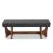 Baxton Studio Theo Mid-Century Modern Dark Grey Fabric Upholstered Walnut Finished Bench - BBT5368-Dark Grey/Walnut-Bench
