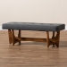 Baxton Studio Theo Mid-Century Modern Dark Grey Fabric Upholstered Walnut Finished Bench - BBT5368-Dark Grey/Walnut-Bench