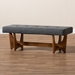 Baxton Studio Theo Mid-Century Modern Dark Grey Fabric Upholstered Walnut Finished Bench - BBT5368-Dark Grey/Walnut-Bench