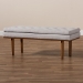 Baxton Studio Arne Mid-Century Modern Greyish Beige Fabric Upholstered Walnut Finished Bench - BBT5369-Greyish Beige/Walnut-Bench