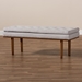 Baxton Studio Arne Mid-Century Modern Greyish Beige Fabric Upholstered Walnut Finished Bench - BBT5369-Greyish Beige/Walnut-Bench