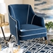 Baxton Studio Ainslie Glam and Luxe Navy Blue Velvet Fabric Upholstered Gold Finished Armchair - TSF-6634-Navy/Gold-CC