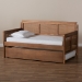 Baxton Studio Toveli Vintage French Inspired Ash Wanut Finished Wood and Synthetic Rattan Daybed with Trundle - MG0015-Ash Walnut Rattan-Daybed-T/T