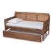 Baxton Studio Toveli Vintage French Inspired Ash Wanut Finished Wood and Synthetic Rattan Daybed with Trundle - MG0015-Ash Walnut Rattan-Daybed-T/T
