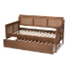 Baxton Studio Toveli Vintage French Inspired Ash Wanut Finished Wood and Synthetic Rattan Daybed with Trundle - MG0015-Ash Walnut Rattan-Daybed-T/T