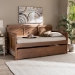 Baxton Studio Toveli Vintage French Inspired Ash Wanut Finished Wood and Synthetic Rattan Daybed with Trundle - MG0015-Ash Walnut Rattan-Daybed-T/T