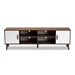 Baxton Studio Quinn Mid-Century Modern Two-Tone White and Walnut Finished 2-Door Wood TV Stand - TV8003-Columbia Walnut/White-TV