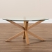 Baxton Studio Lida Modern and Contemporary Glass and Wood Finished Coffee Table - Panama-Clear/Natural-CT