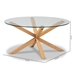 Baxton Studio Lida Modern and Contemporary Glass and Wood Finished Coffee Table - Panama-Clear/Natural-CT