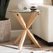 Baxton Studio Lida Modern and Contemporary Glass and Wood Finished End Table - Panama-Clear/Natural-ET