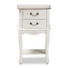 Baxton Studio Amalie Antique French Country Cottage Two-Tone White and Oak Finished 2-Drawer Wood End Table - JY17B088-White-ET